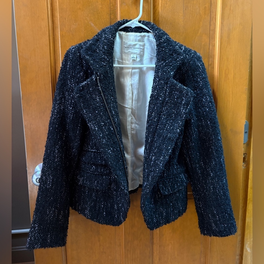 Banana Republic Women’s Bouclé Moto Jacket Wool Blend Zip Up Size 6